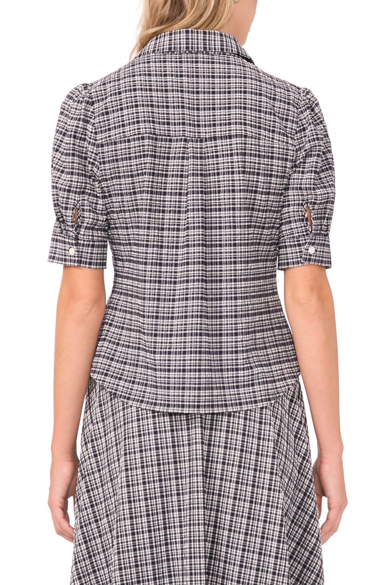 Vince Camuto Plaid Puff Sleeve Button-Up Top, Alternate, color,
