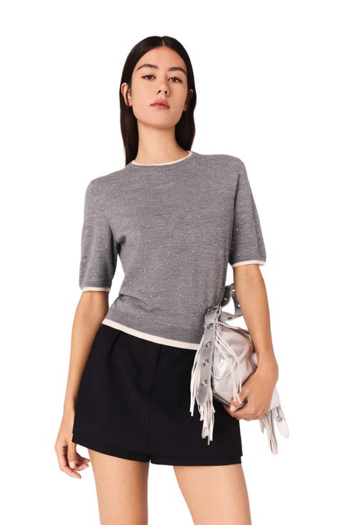 100% wool short-sleeve sweater