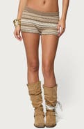 EDIKTED Daphnie Stripe Pointelle Stitch Cotton Shorts