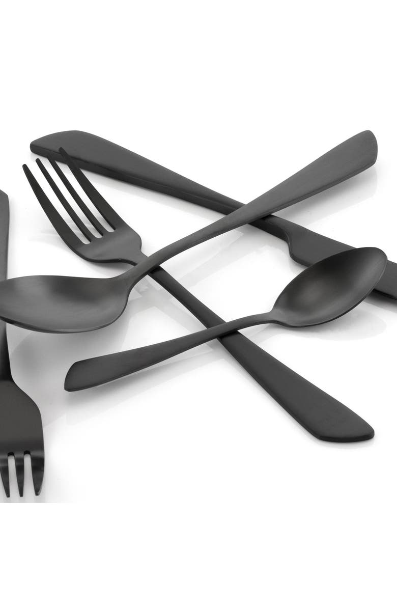 Megachef Gibbous 20 Piece Flatware Utensil Set, Stainless Steel Silverware Metal Service for 4, Alternate, color, Black