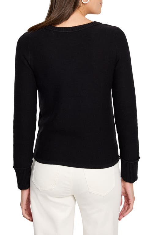Nic + Zoe Nic+zoe Baby Garter Crewneck Sweater In Black Onyx