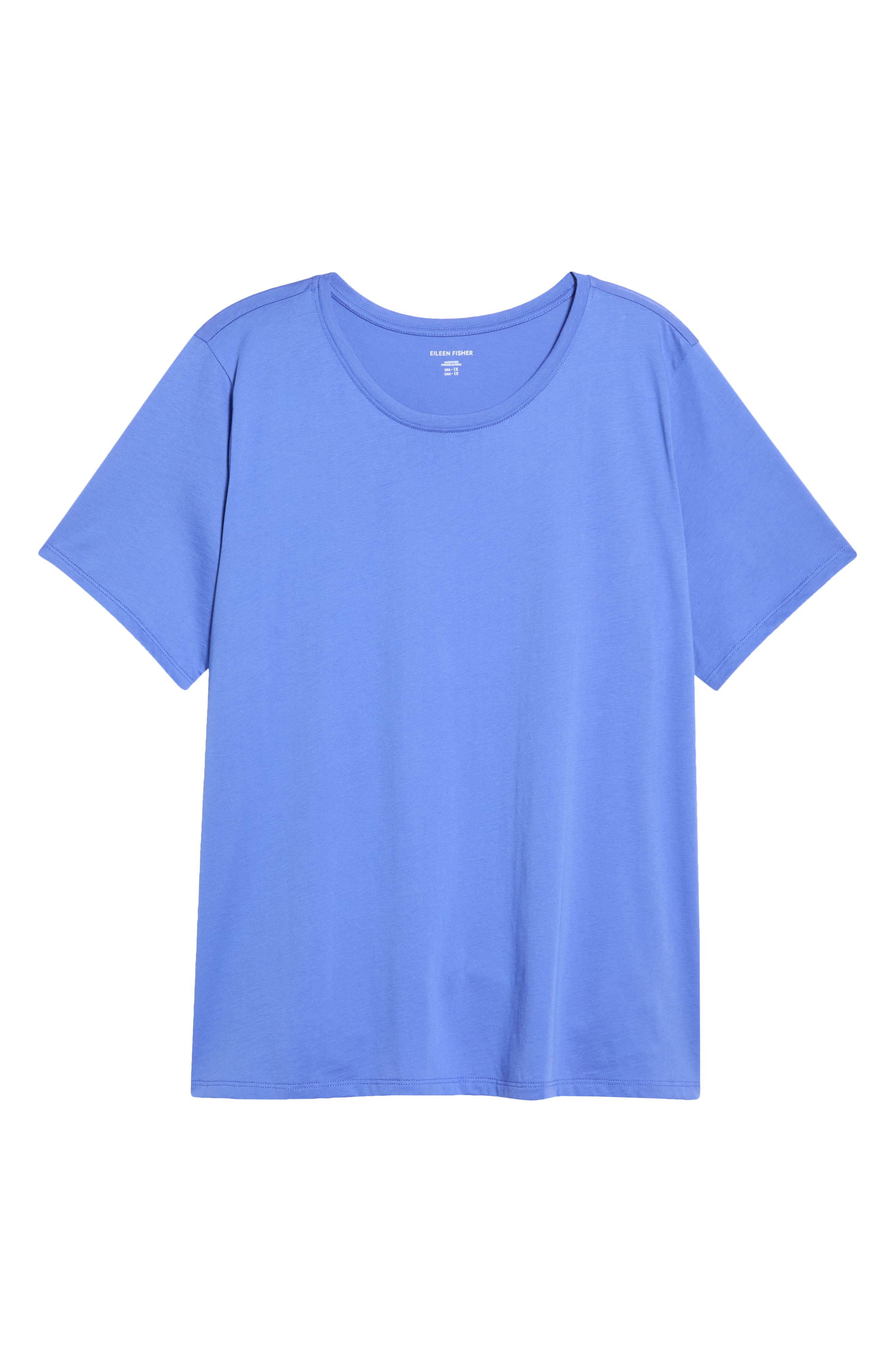 Eileen Fisher Crewneck Organic Cotton T-shirt In Blue Star