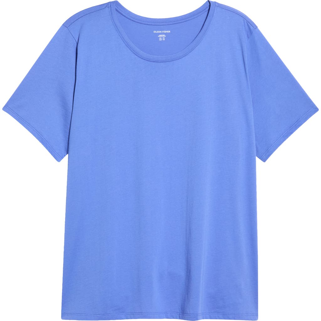 Eileen Fisher Crewneck Organic Cotton T-shirt In Blue Star