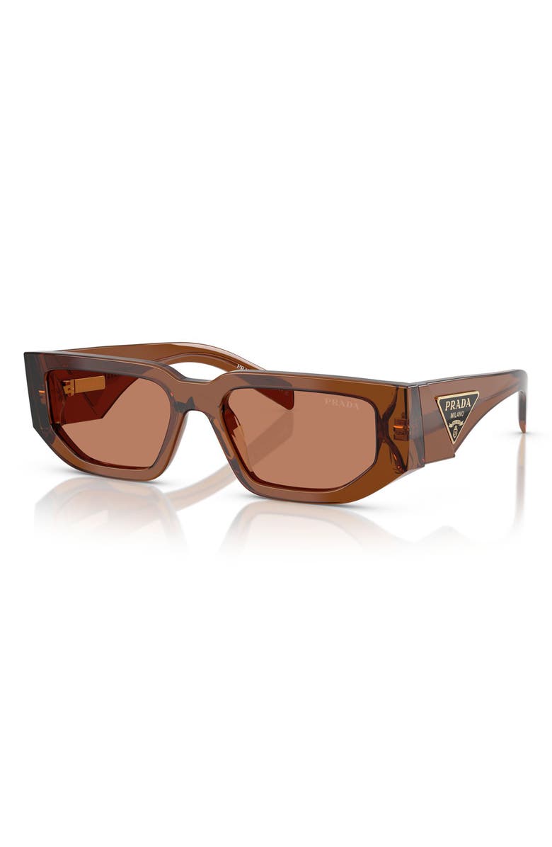 Prada 56mm Rectangular Sunglasses, Alternate, color, Dark Transparent / Brown