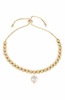 Cubic Zirconia Heart Beaded Bolo Bracelet