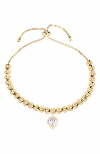 Cubic Zirconia Heart Beaded Bolo Bracelet
