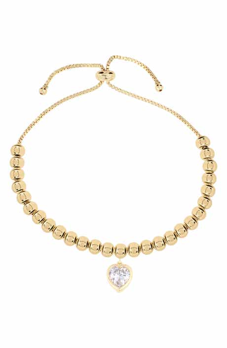 Cubic Zirconia Heart Beaded Bolo Bracelet