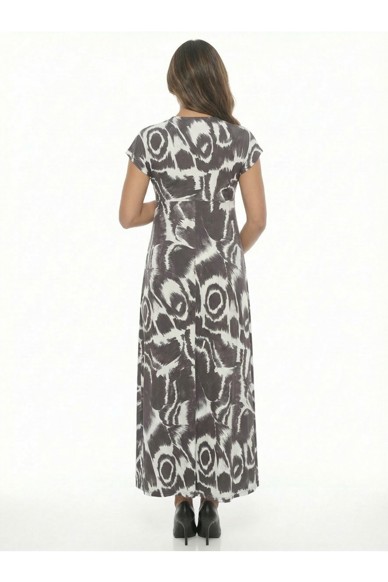 Maternity Abstract V-Neck Empire Waist Maxi Dress, Alternate, color, Black Multi
