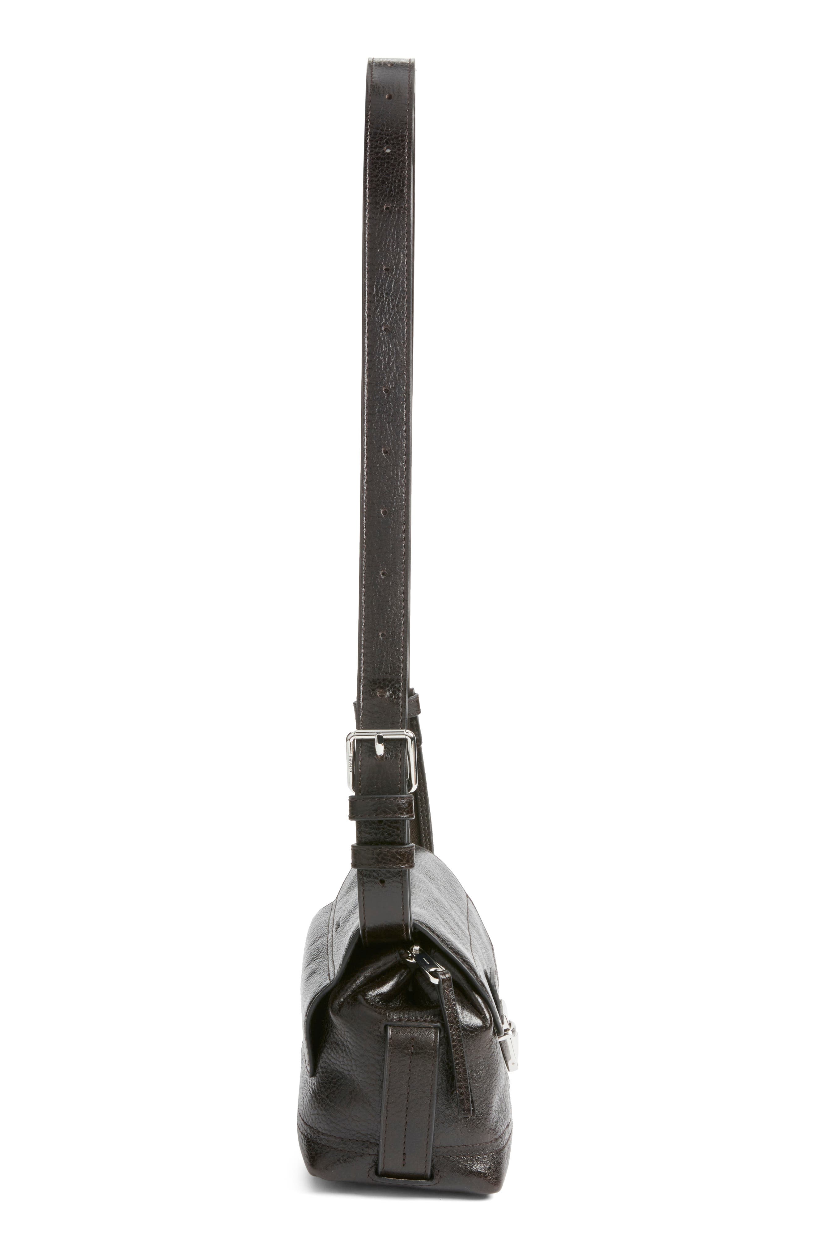 Lemaire Small Gear Croc Embrossed Leather Crossbody, Alternate, color, Espresso