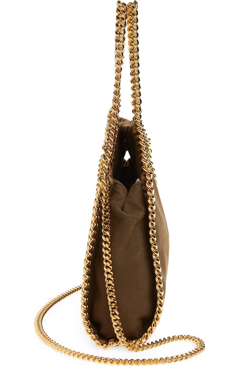 Stella McCartney Mini Falabella Faux Suede Crossbody Bag, Alternate, color, Moka