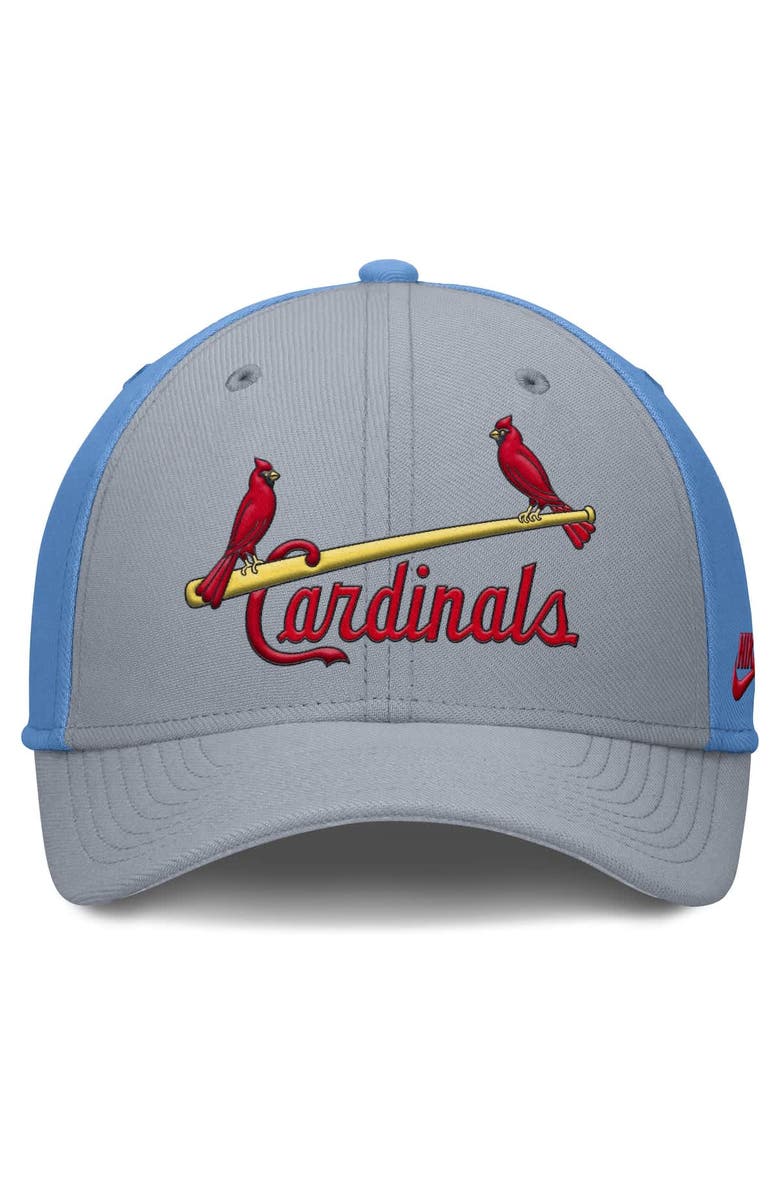 Nike Men's Nike Gray/Light Blue St. Louis Cardinals Rise Swoosh Performance Flex Hat, Alternate, color, Gray