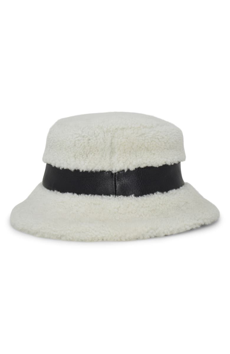 Gigi Burris Millinery Molly Genuine Shearling Bucket Hat, Alternate, color, Ivory