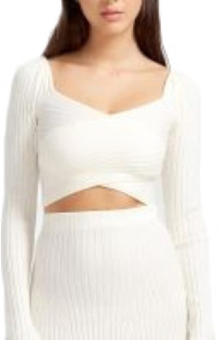 Belle & Bloom Forget Me Not Knit Crop, Main, color, Cream