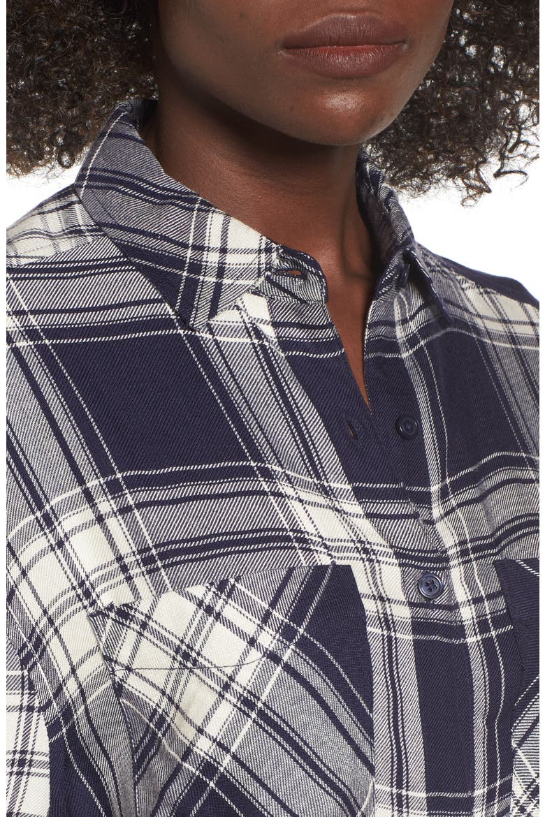Oversize Flannel Shirt, Alternate, color, NAVY PEACOAT ROSE PLAID