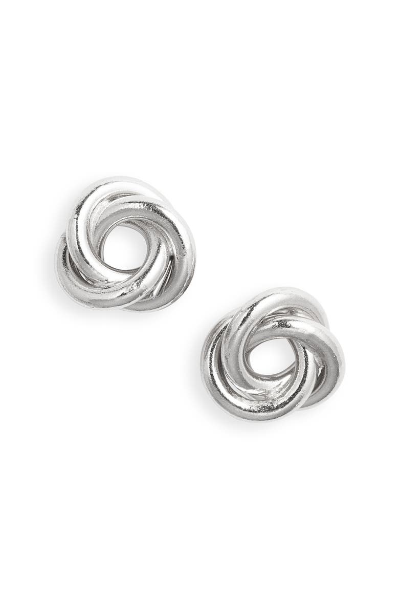 Knot Stud Earrings, Main, color, STERLING SILVER