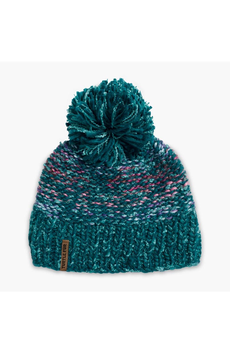 Turtle Fur Firefly Pom Winter Hat, Main, color, Emerald