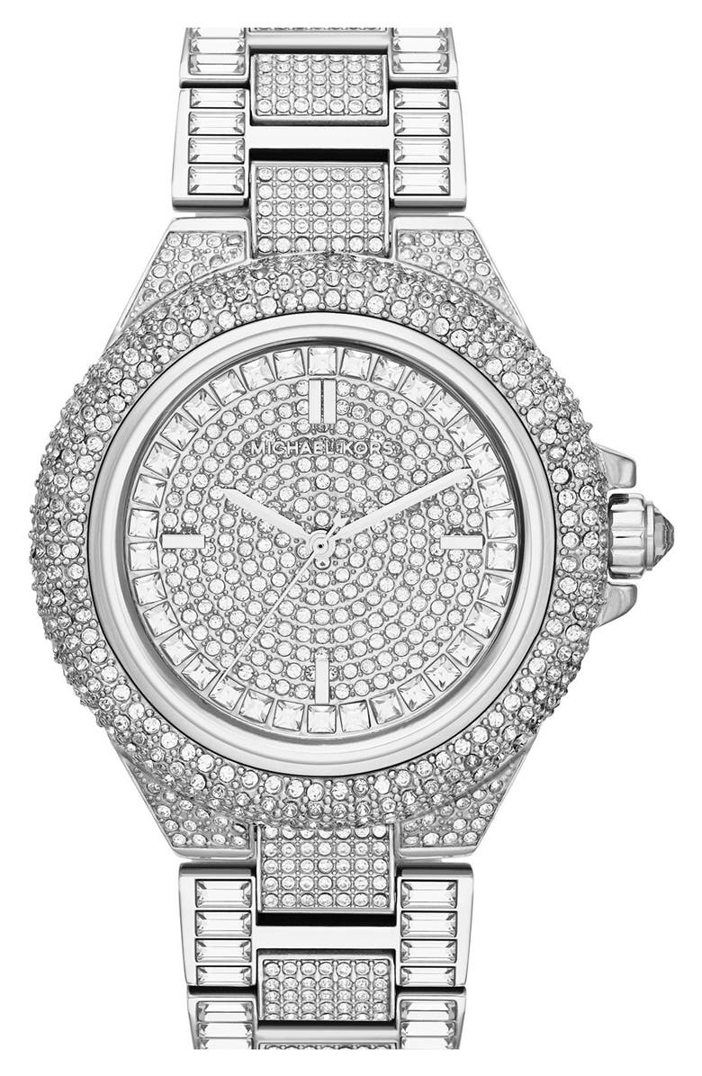 MICHAEL Michael Kors Michael Kors 'Camille' Crystal Encrusted Bracelet Watch, 44mm, Main, color,