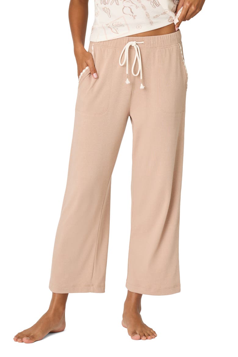 Palms Away Crop Wide Leg Pants, Main, color, WARM TAUPE
