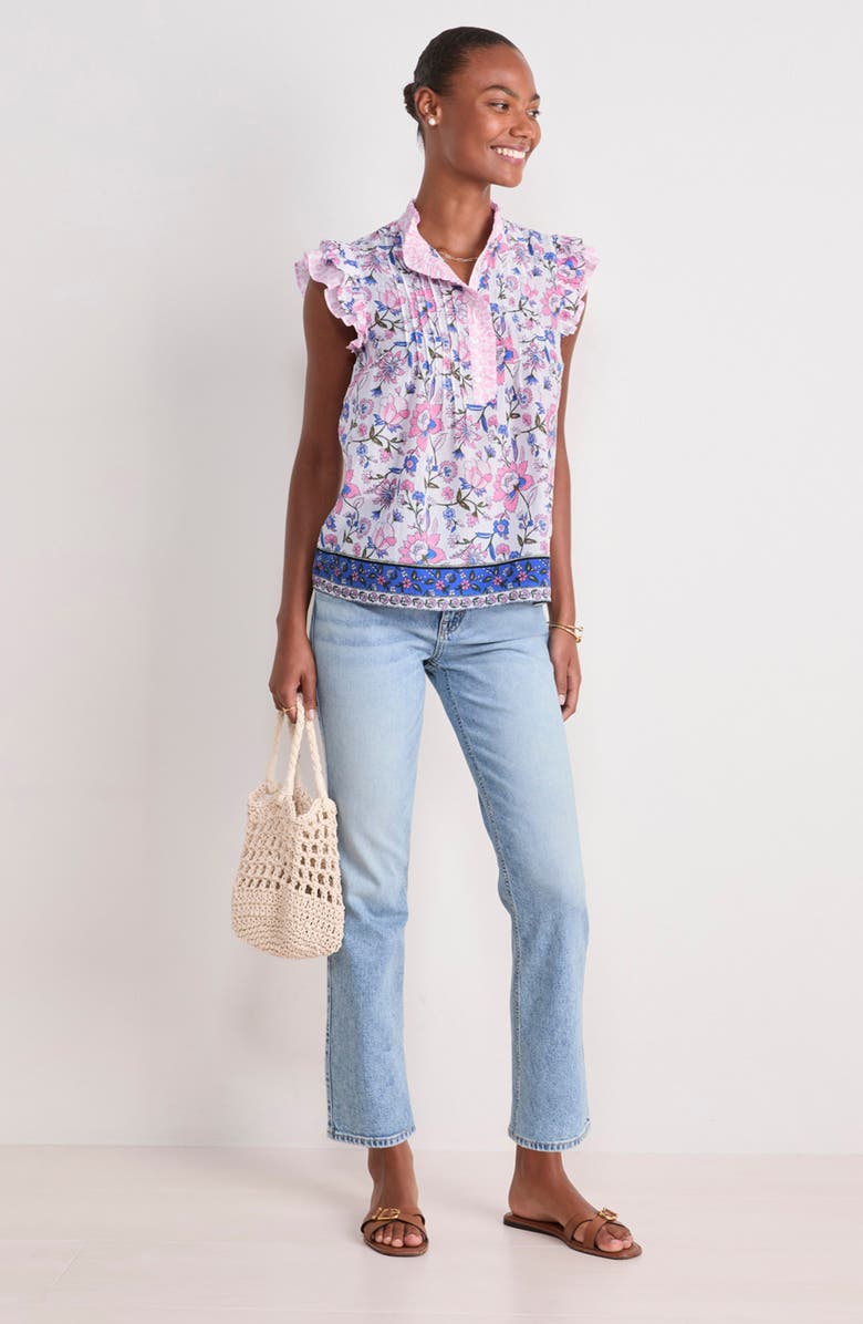 vineyard vines Floral Flutter Sleeve Top, Alternate, color, 