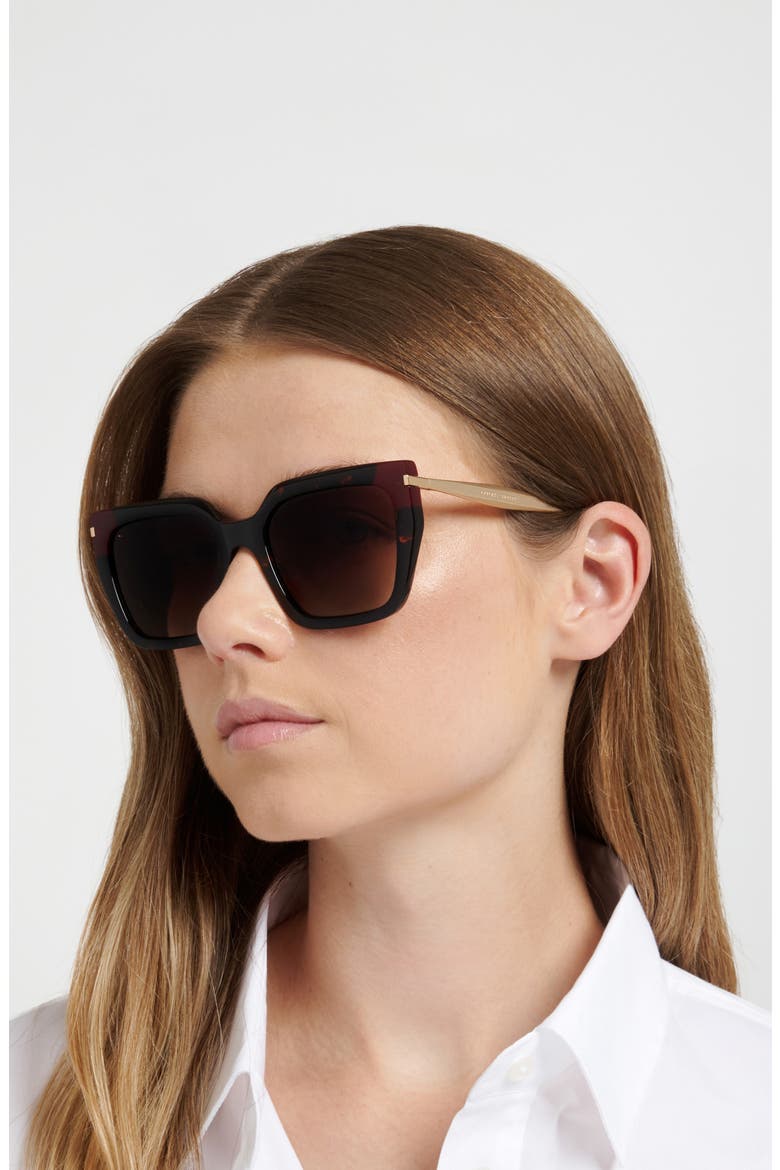 55mm Gradient Rectangular Sunglasses, Alternate, color, HAVANA/ BROWN