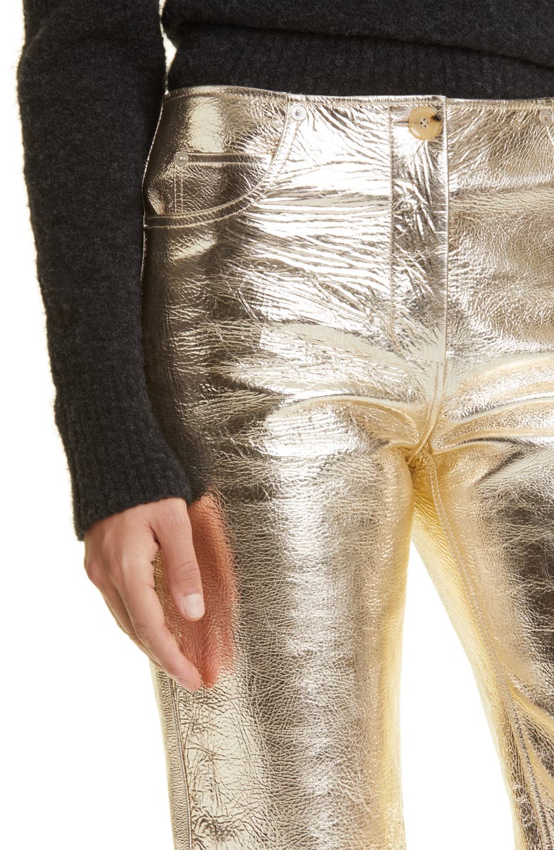 Proenza Schouler Metallic Leather Pants, Alternate, color, 