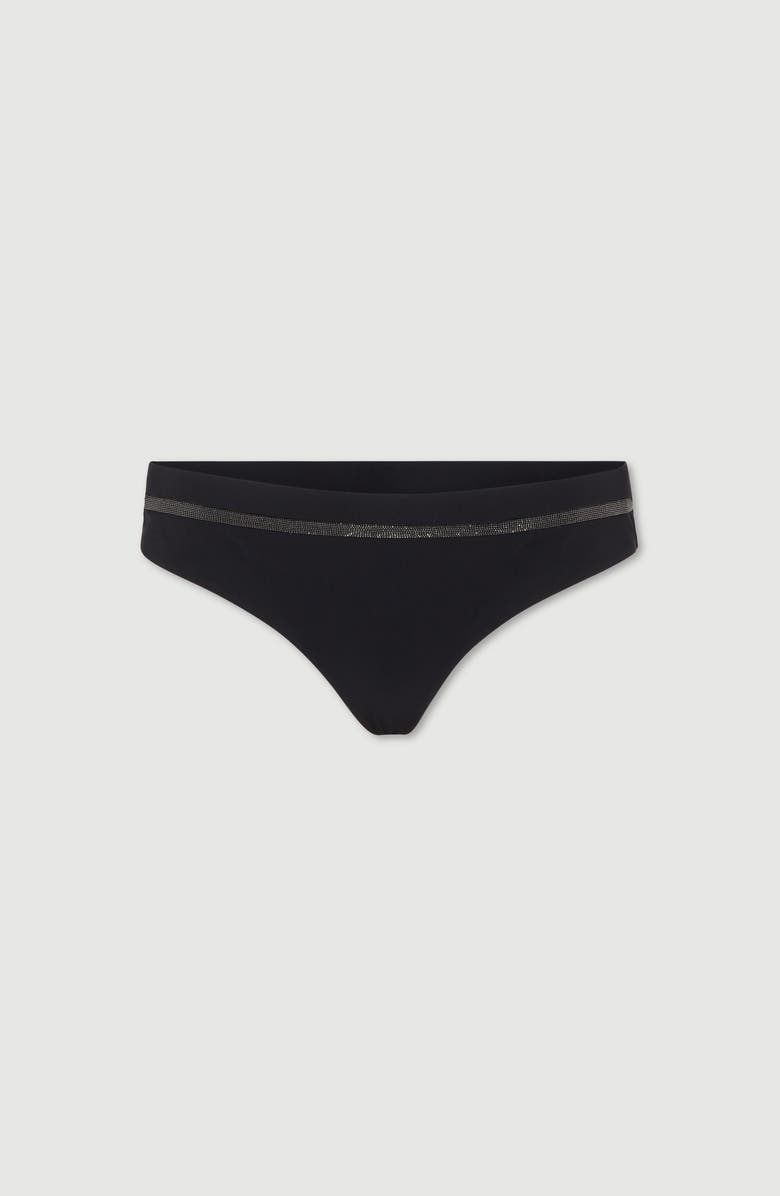 Brunello Cucinelli Techno jersey bikini bottoms with monili, Alternate, color, Black