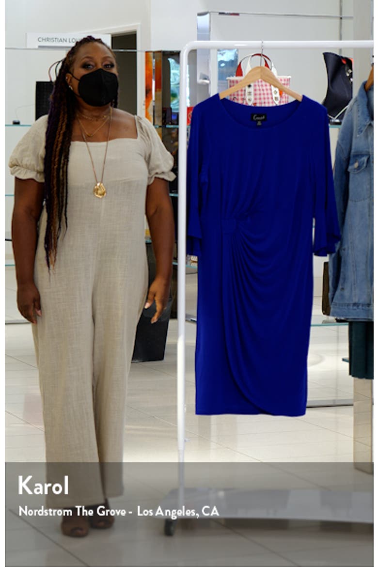 Gathered Bell Sleeve Faux Wrap Dress video