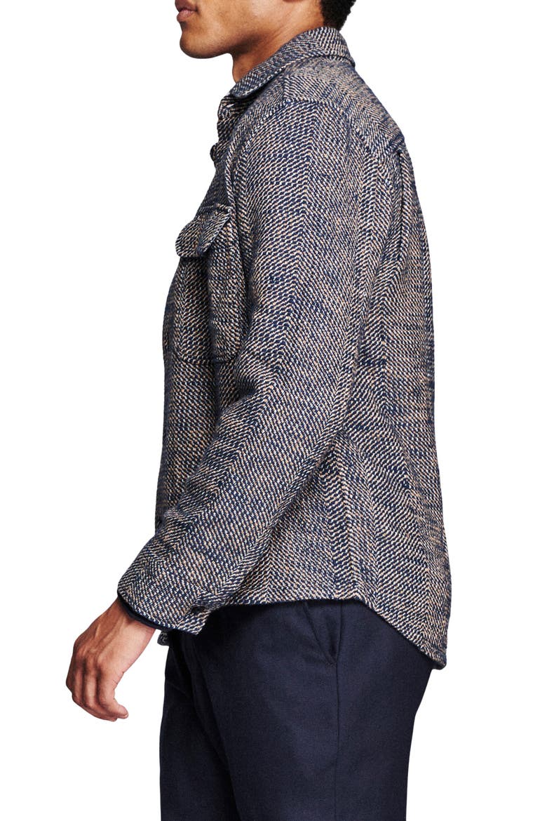 'John T' Trim Fit Graph Sport Shirt, Alternate, color, CARBON BLUE MULTI