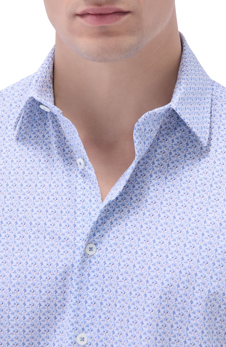 Bugatchi Miles OoohCotton<sup>®</sup> Floral Short Sleeve Button-Up Shirt, Alternate, color, Cobalt