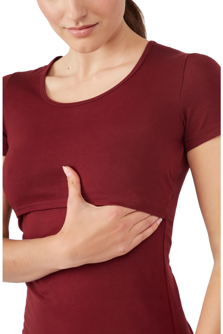 Maternity/Nursing Tee, Alternate, color, BURGUNDY