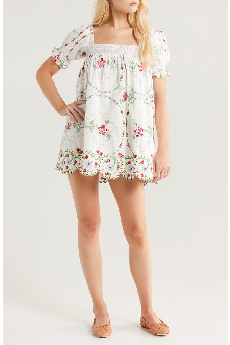 Lulu Embroidered Organic Cotton Shift Minidress (Women