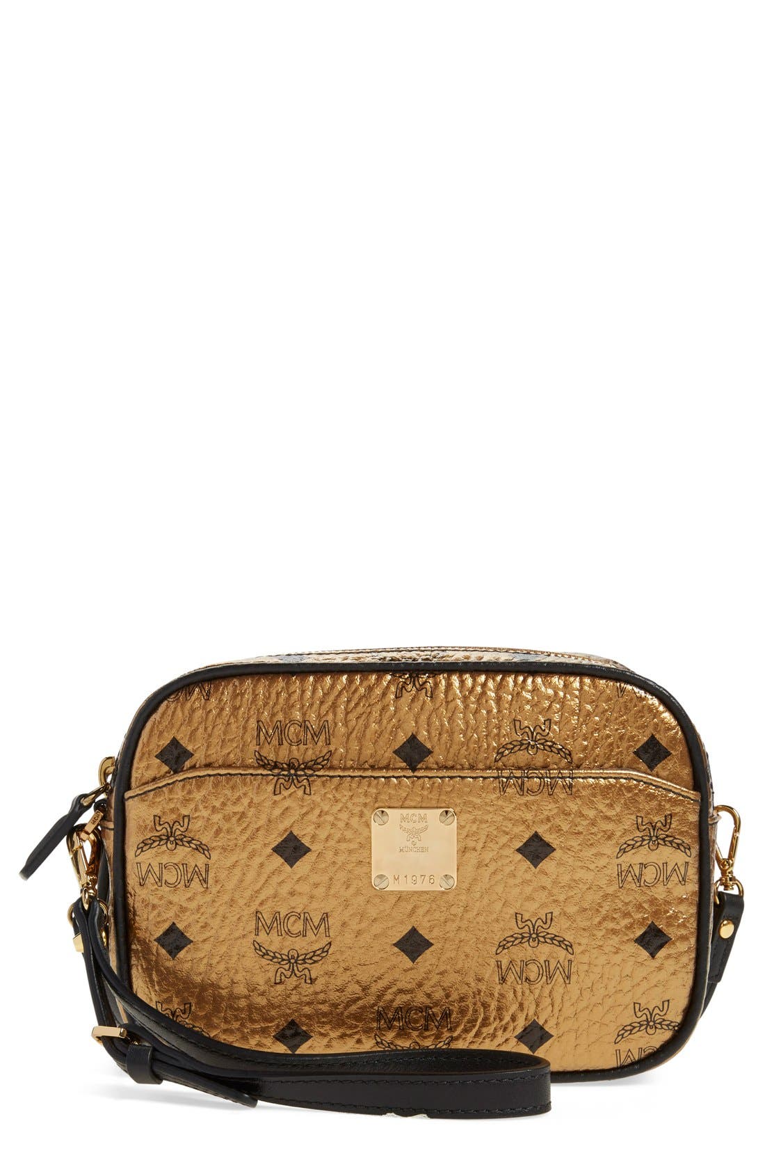 MCM 
Heritage - Visetos
 Metallic Coated Canvas Crossbody Bag, Main, color, 