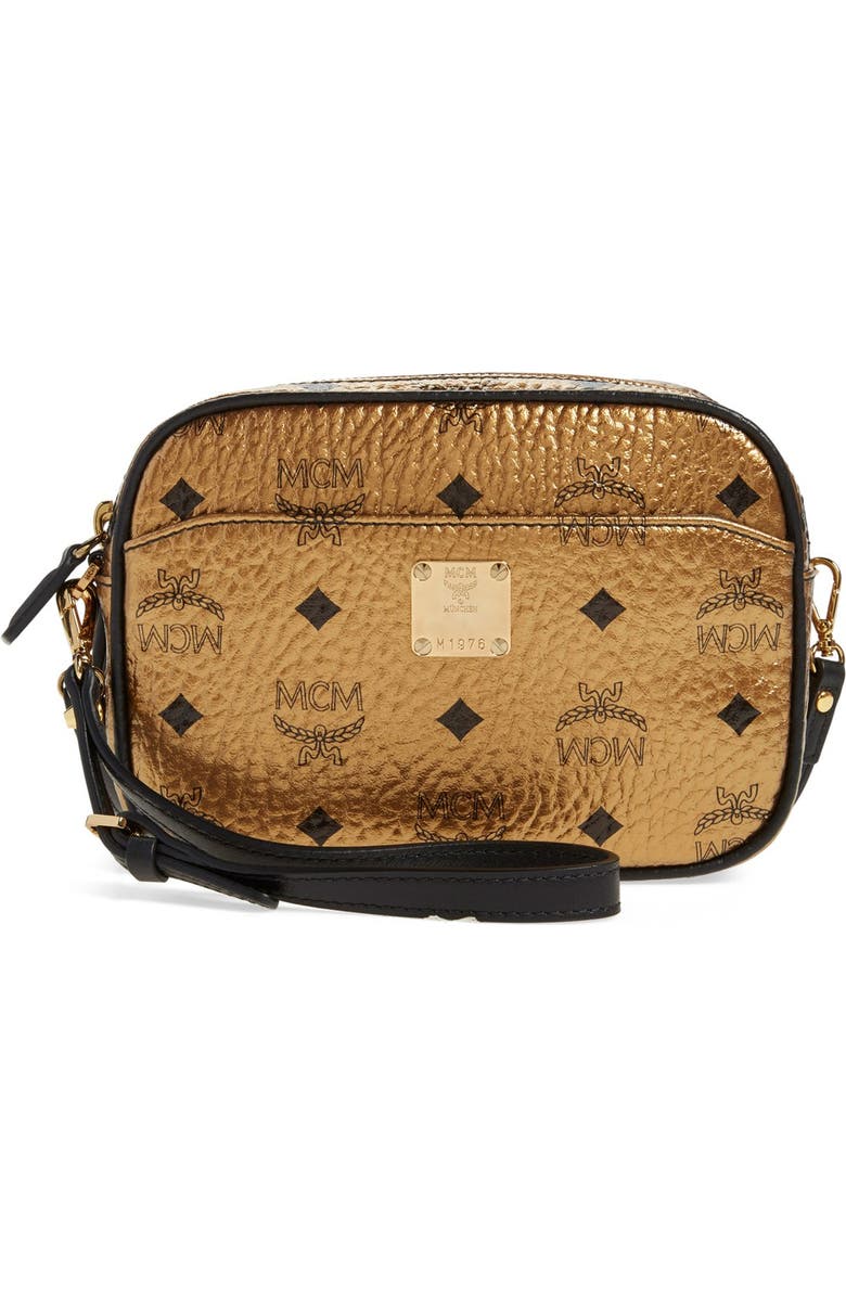 MCM 'Heritage - Visetos' Metallic Coated Canvas Crossbody Bag, Main, color,