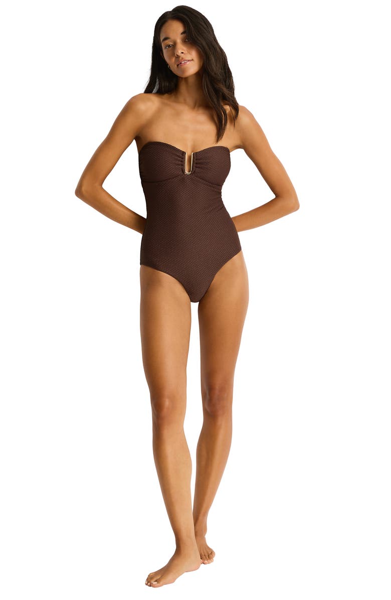 Sea Level Luminara Halter One-Piece Swimsuit, Alternate, color, Cocoa