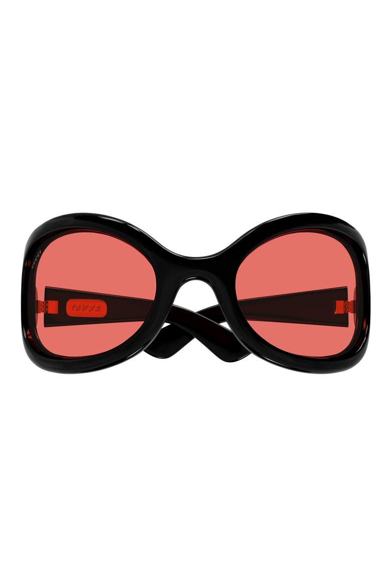 77mm Wraparound Sunglasses, Main, color, BLACK