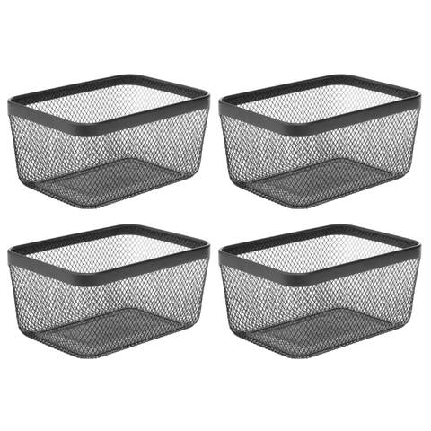 Metal Mesh Pantry Basket for Kitchen Organization and Storage - Set of 4 - Black