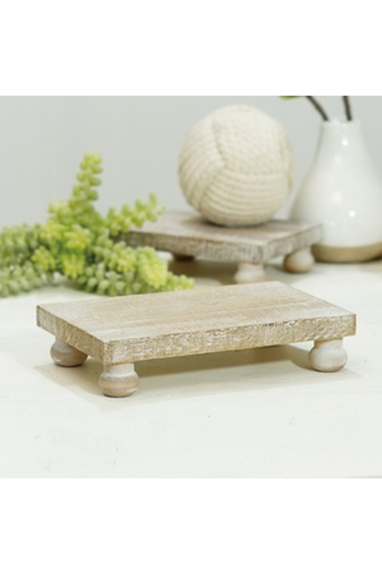 Wood 8 Inch White Aged Riser, Rustic Farmhouse Decorative Display Stand, Main, color, White