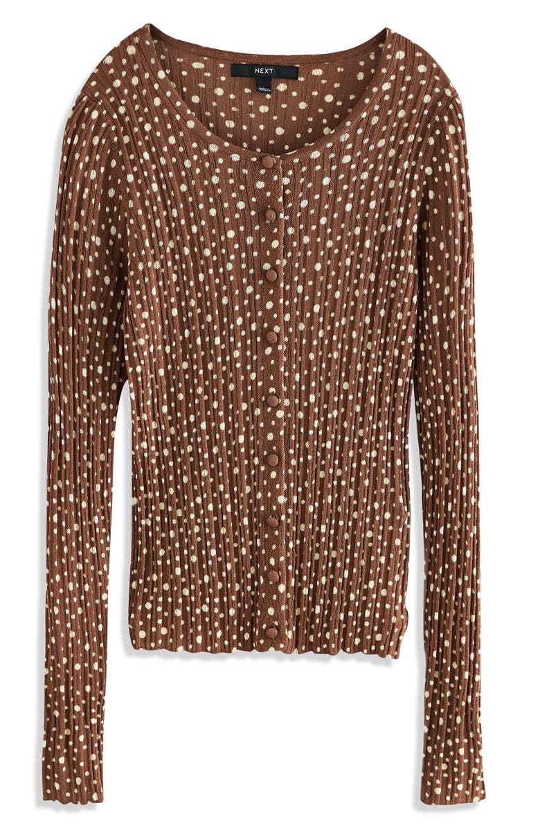 NEXT Spotty Button-Up Knit Top, Alternate, color, Brown