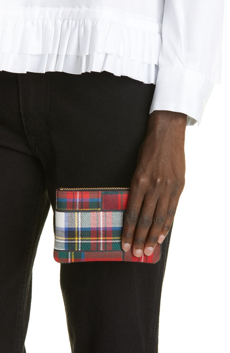 Comme des Garçons Wallets Small Tartan Patchwork Wool Pouch, Alternate, color, 