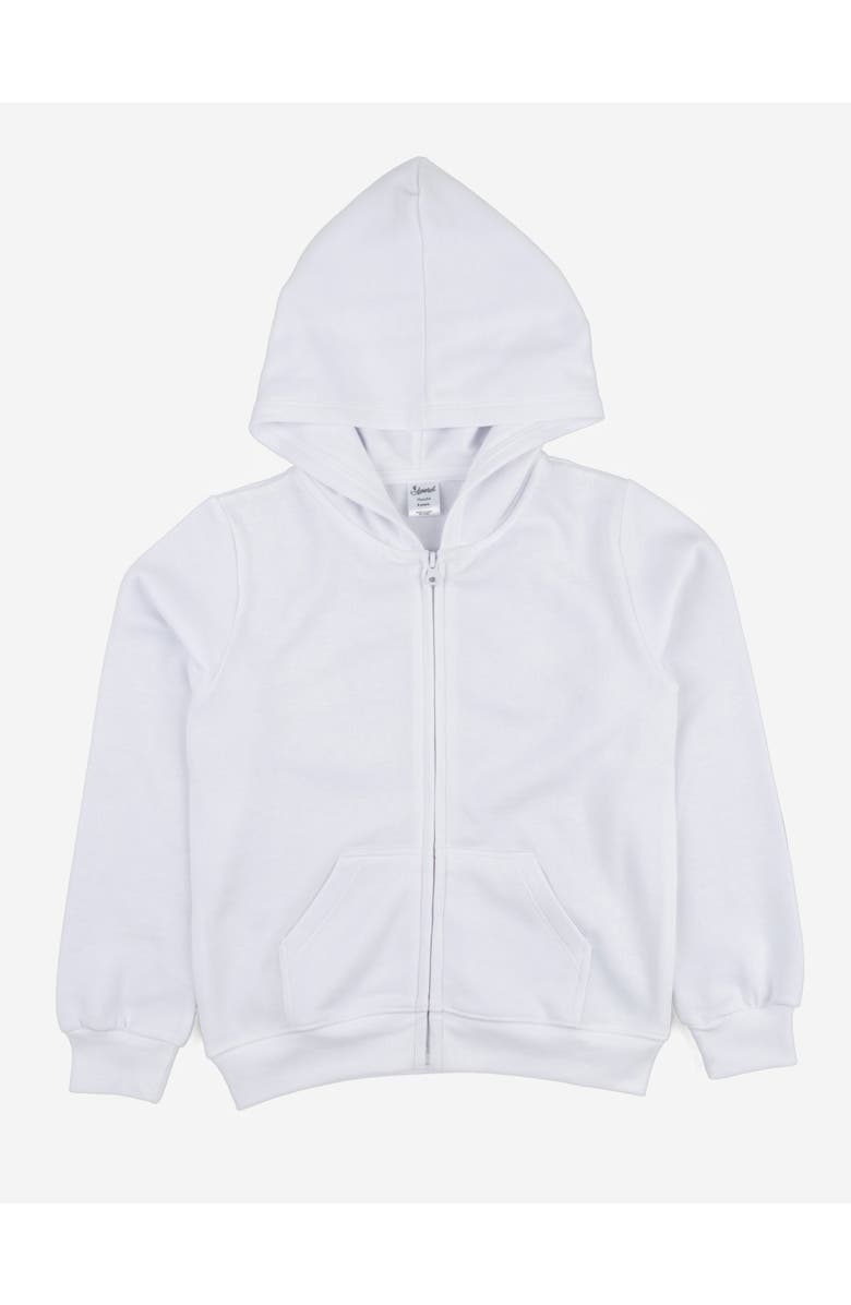 Leveret Kids Zip-Up Sweatshirt Hoodie, Cotton Blend, Solid Colors, Main, color, White