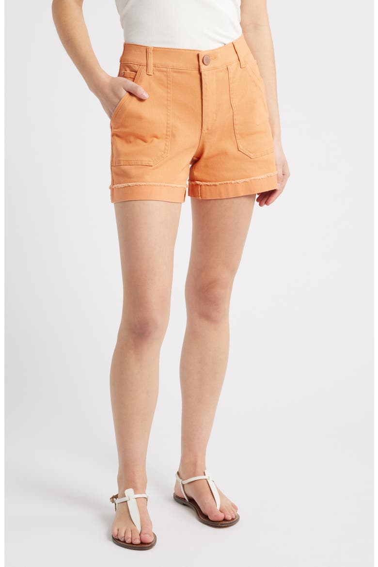 Frayed Patch Pocket High Waist Twill Shorts (Nordstrom Exclusive), Main, color, AUTUMN SUNSET