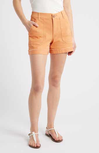 Wit & Wisdom Frayed Patch Pocket High Waist Twill Shorts
