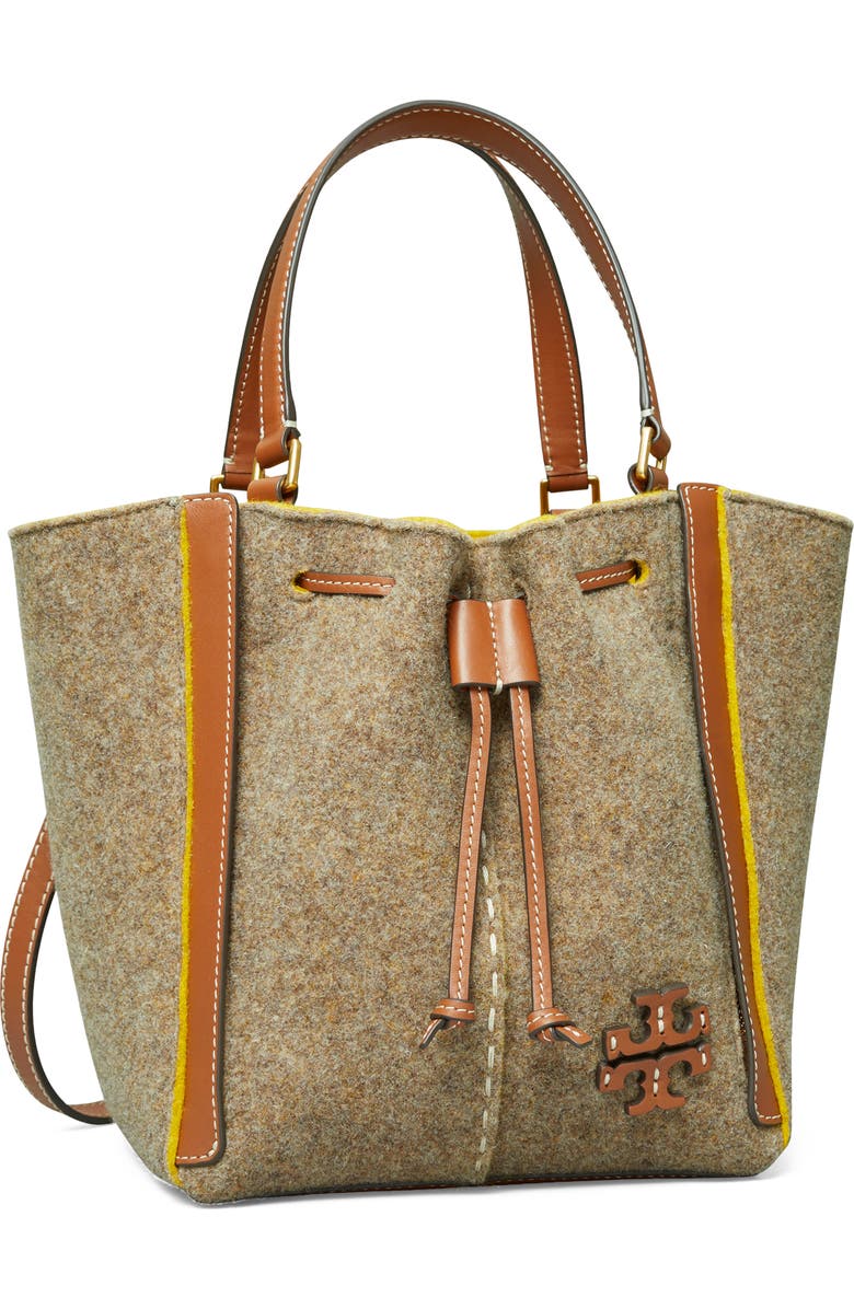 Tory Burch McGraw Wool Blend Felt Drawstring Satchel, Alternate, color,