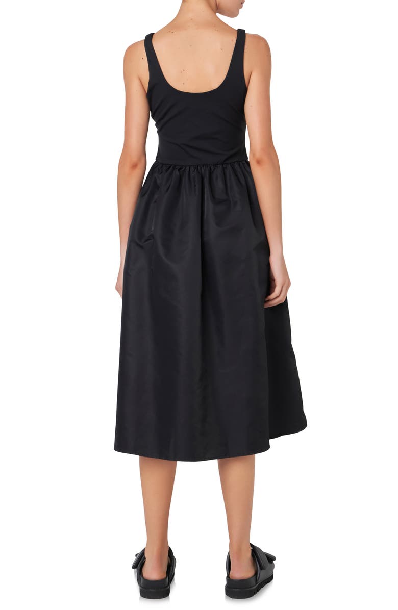 Grey Lab Mixed Media Midi Dress, Alternate, color, Black