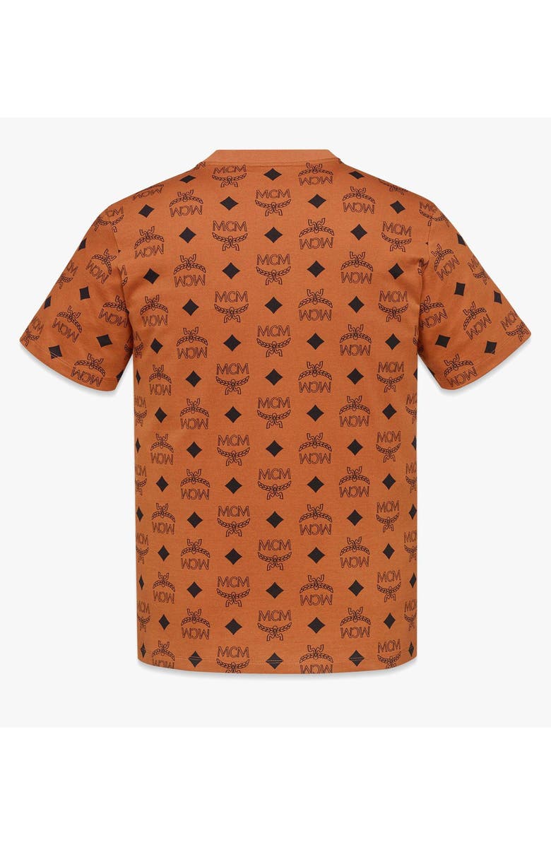 MCM Maxi Monogram Print T-Shirt in Organic Cotton, Alternate, color, Cognac