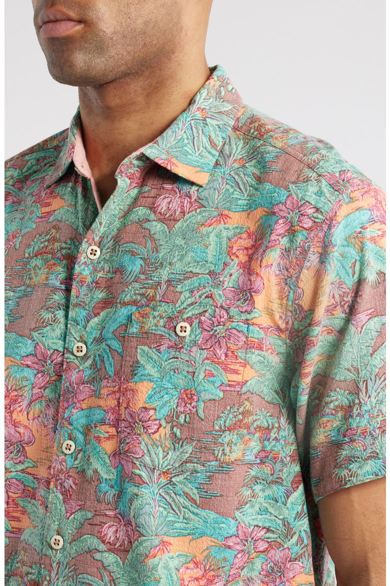 Playa Blanca Paisley Button-Up Shirt, Alternate, color, DARK TERRA COTTA