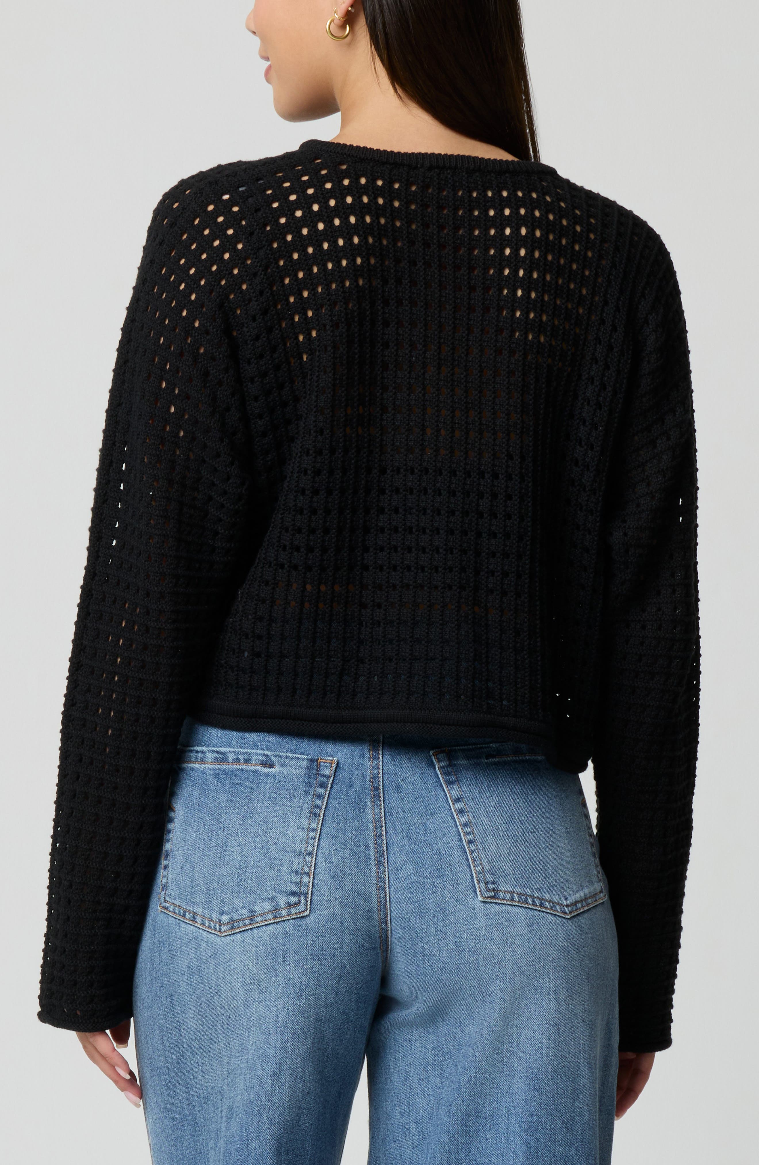 Keyhole Open Knit Crop Sweater - image 2