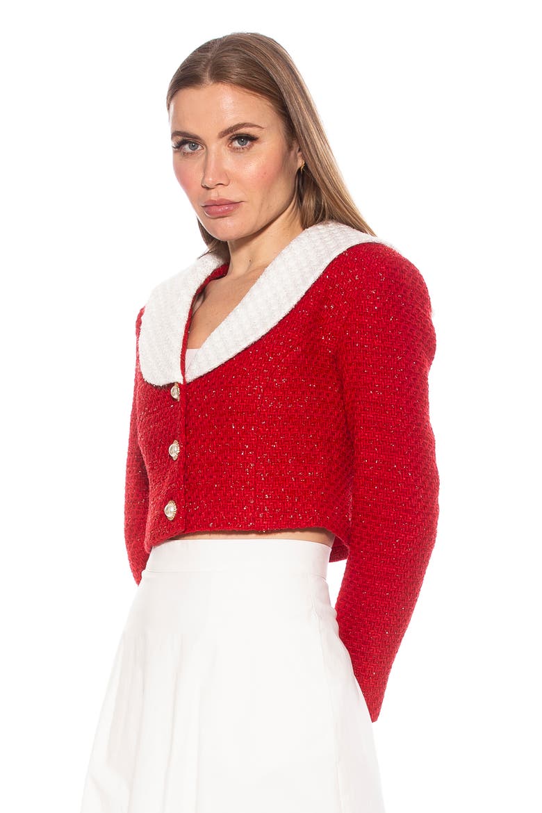 Clementine Tweed Crop Jacket, Alternate, color, RED