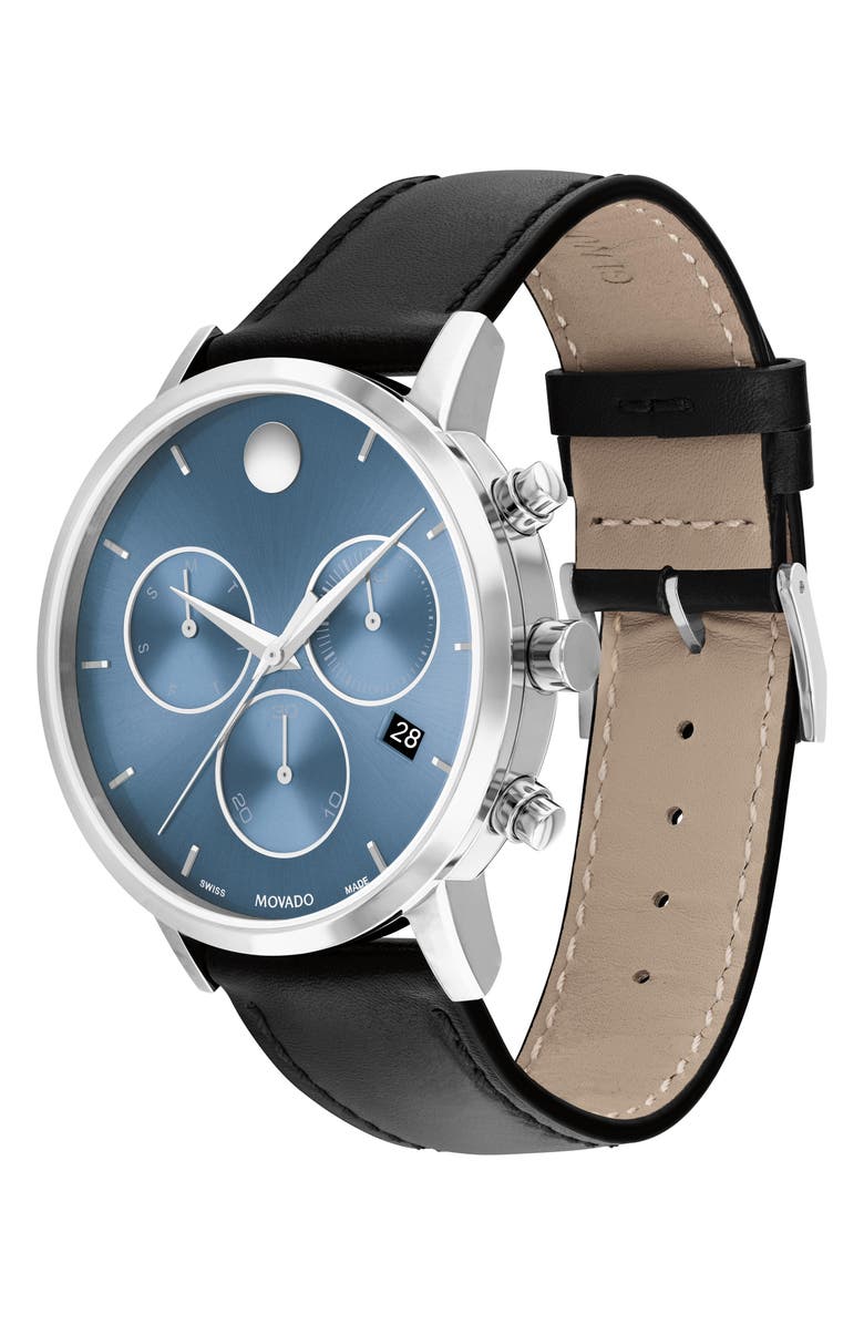 Movado Museum Classic Chronograph Leather Strap Watch, 42mm, Alternate, color,