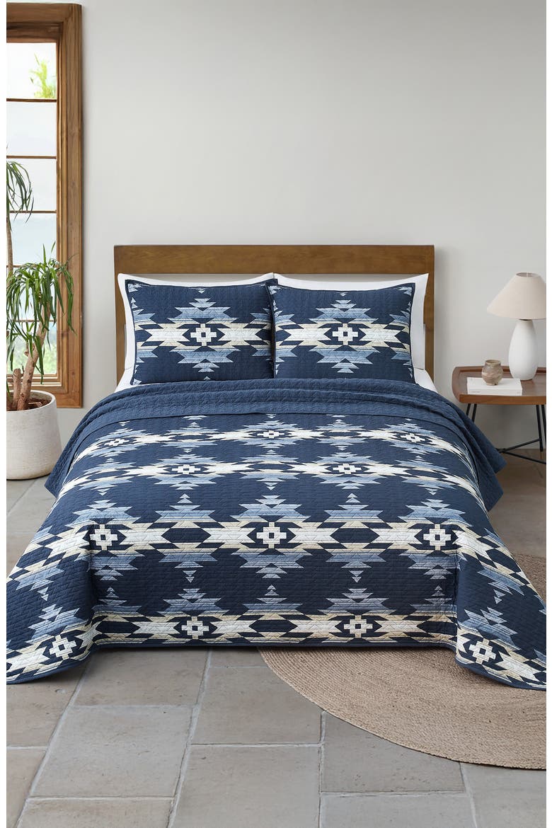 Moonlit Mesa Cotton Coverlet & Sham Set, Alternate, color, NAVY